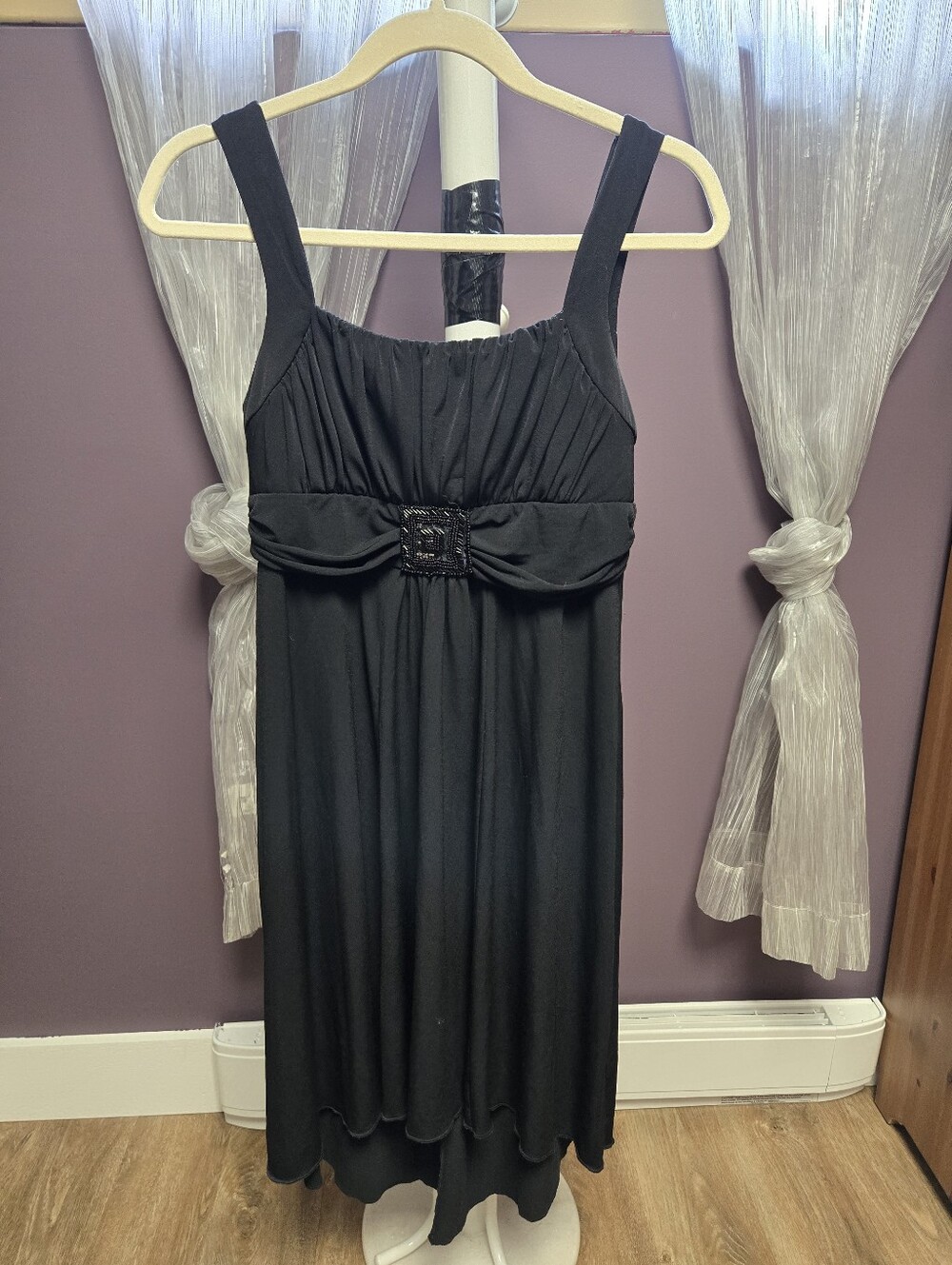 En Focus Studio Black Beaded Hi-Low Formal Dress — Size 10 🖤✨